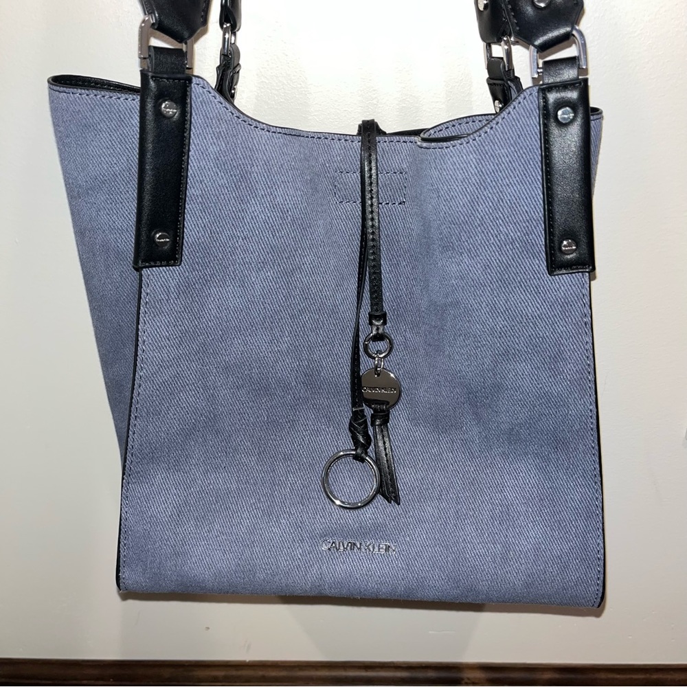 Calvin Klein denim look purse with leather strap